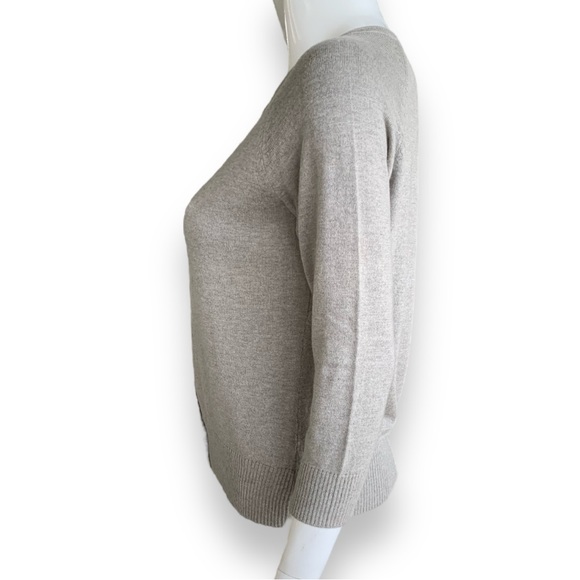 GEORGE SILK/COTTON/CASHMERE BLEND HEATHER GREY CARDIGAN. WOMEN’S SIZE LARGE. - Picture 3 of 7